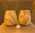 Set Of 2 Alabaster Stone TeaLight Candle Holder with Natural Veins ;)