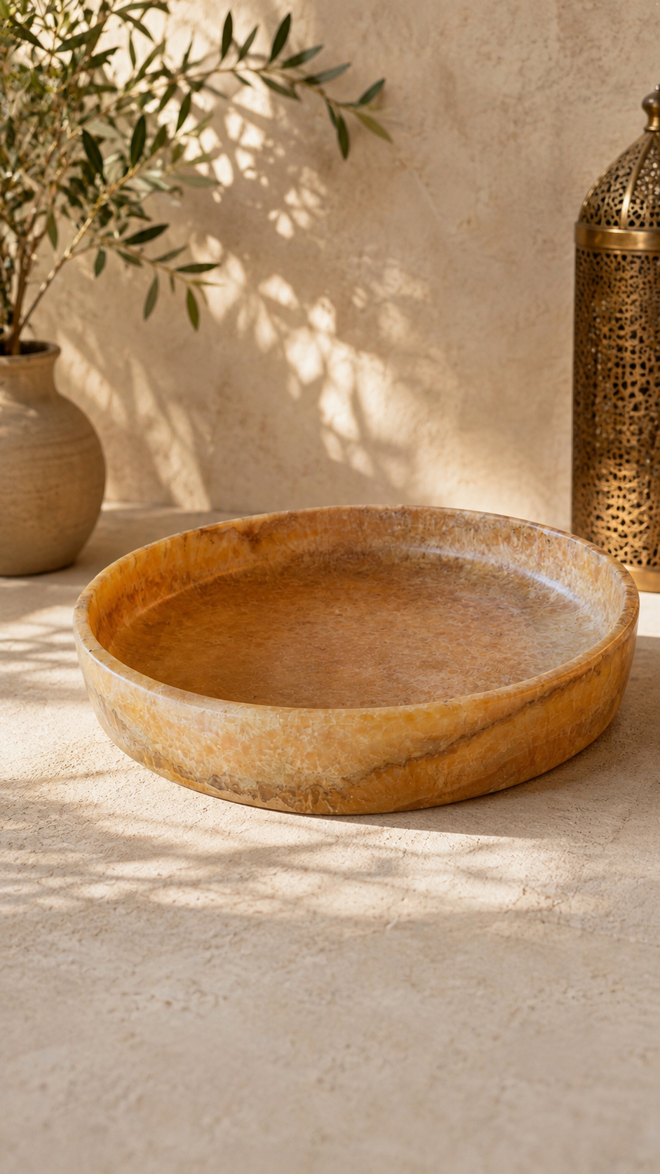 Handmade Natural Alabaster Stone Tray – Unique Egyptian Craftsmanship