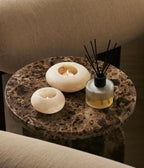 Alabaster Tealight Candle Holder- Frisbee , Alabaster pebble, Flat White Alabaster Tealight Holder