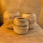 Natural Round Alabaster Candle Holder Set (3 Pieces) M&L