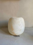 Set Of 2 White Alabaster Tealight Candle Holders, - ArabesqGifts | Handcrafted Moroccan Brass Lamps & Alabaster Decor