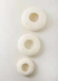 Alabaster Tealight Candle Holder- Frisbee , Alabaster pebble, Flat White Alabaster Tealight Holder