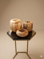 Handmade Natural Alabaster Candle Holder Set - Luxury Home Decor (Set of 3)
