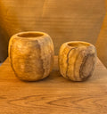 Natural Round Alabaster Candle Holder Set (2 Pieces) M&L