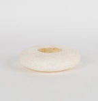 Alabaster Tealight Candle Holder- Frisbee , Alabaster pebble, Flat White Alabaster Tealight Holder