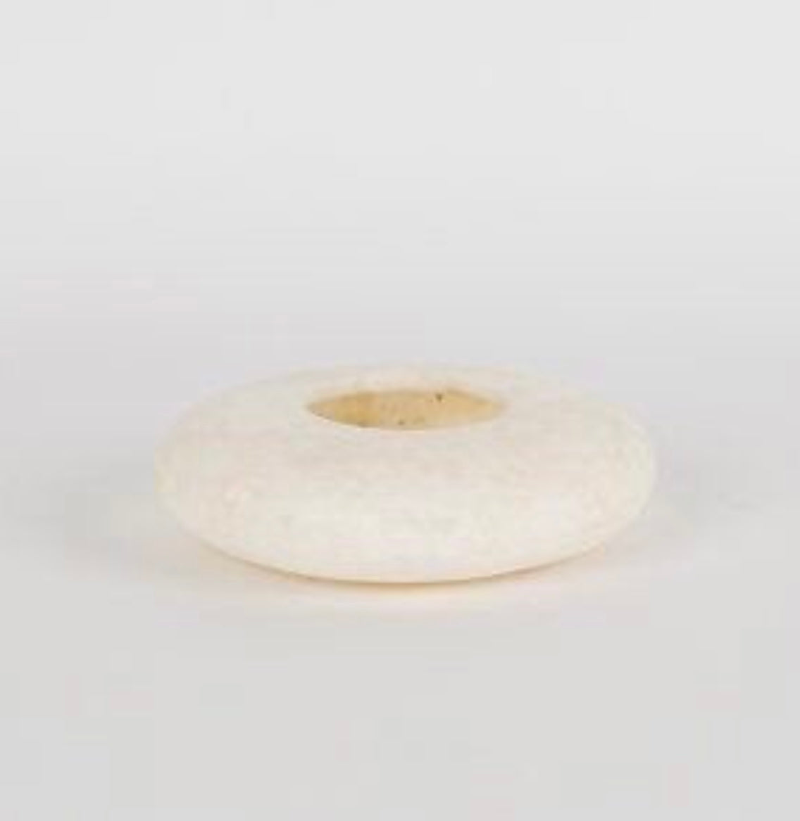 Alabaster Tealight Candle Holder- Frisbee , Alabaster pebble, Flat White Alabaster Tealight Holder