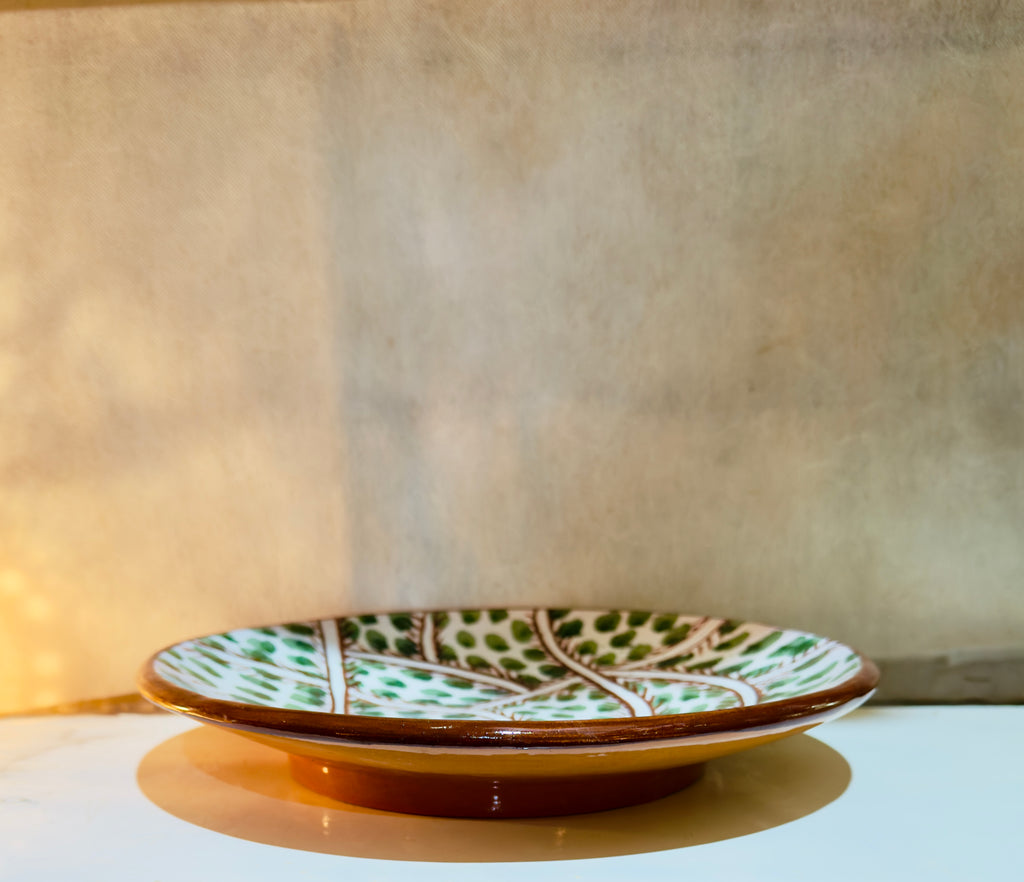 Handcrafted Ceramic Plates with Botanical Pattern