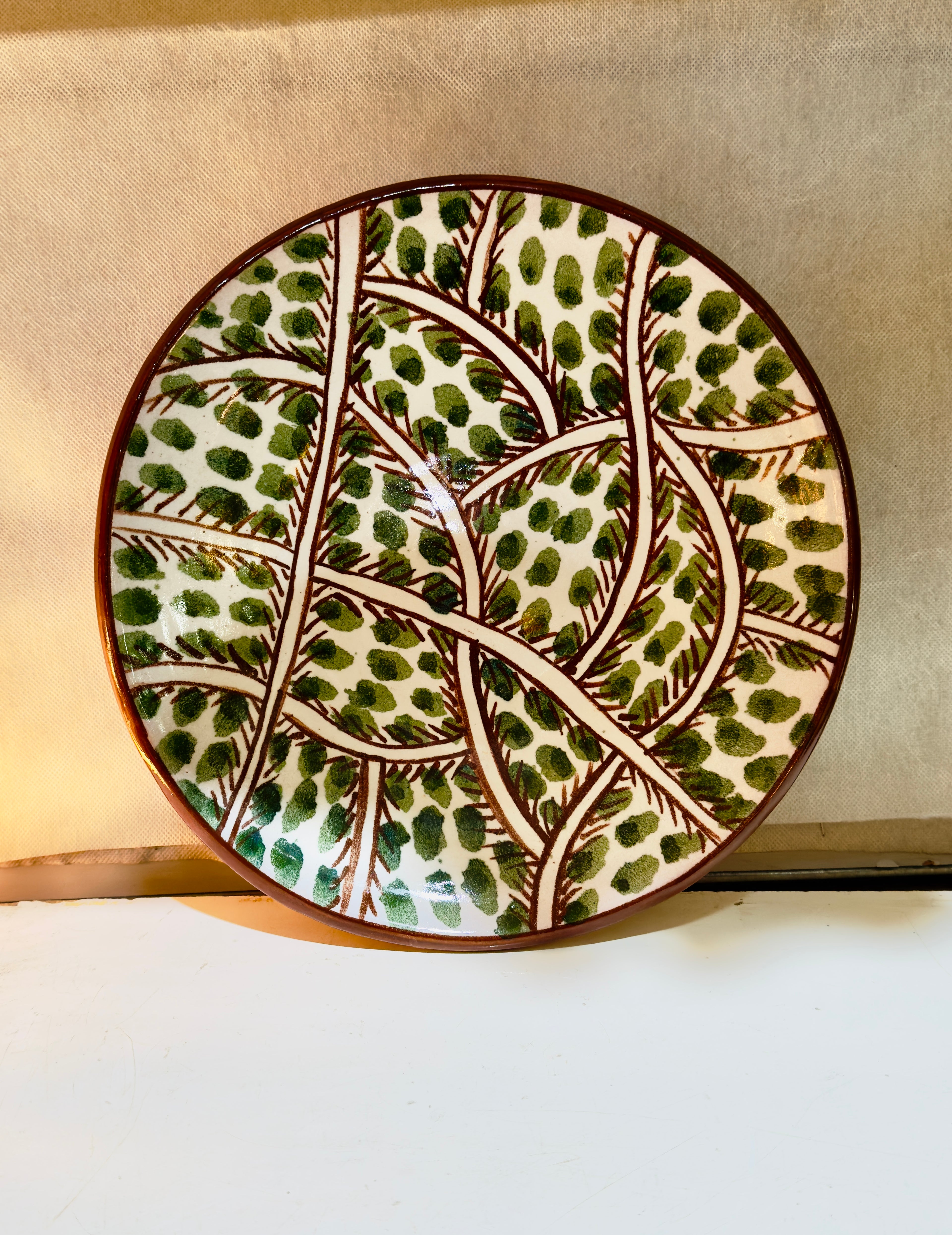 Handcrafted Ceramic Plates with Botanical Pattern