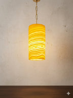 Handmade Natural Alabaster Pendant Light - Cylinder Stone Hanging Lamp for Bedroom & Kitchen Island - Luxury Ambient Lighting with Gold or Bronze Chain.