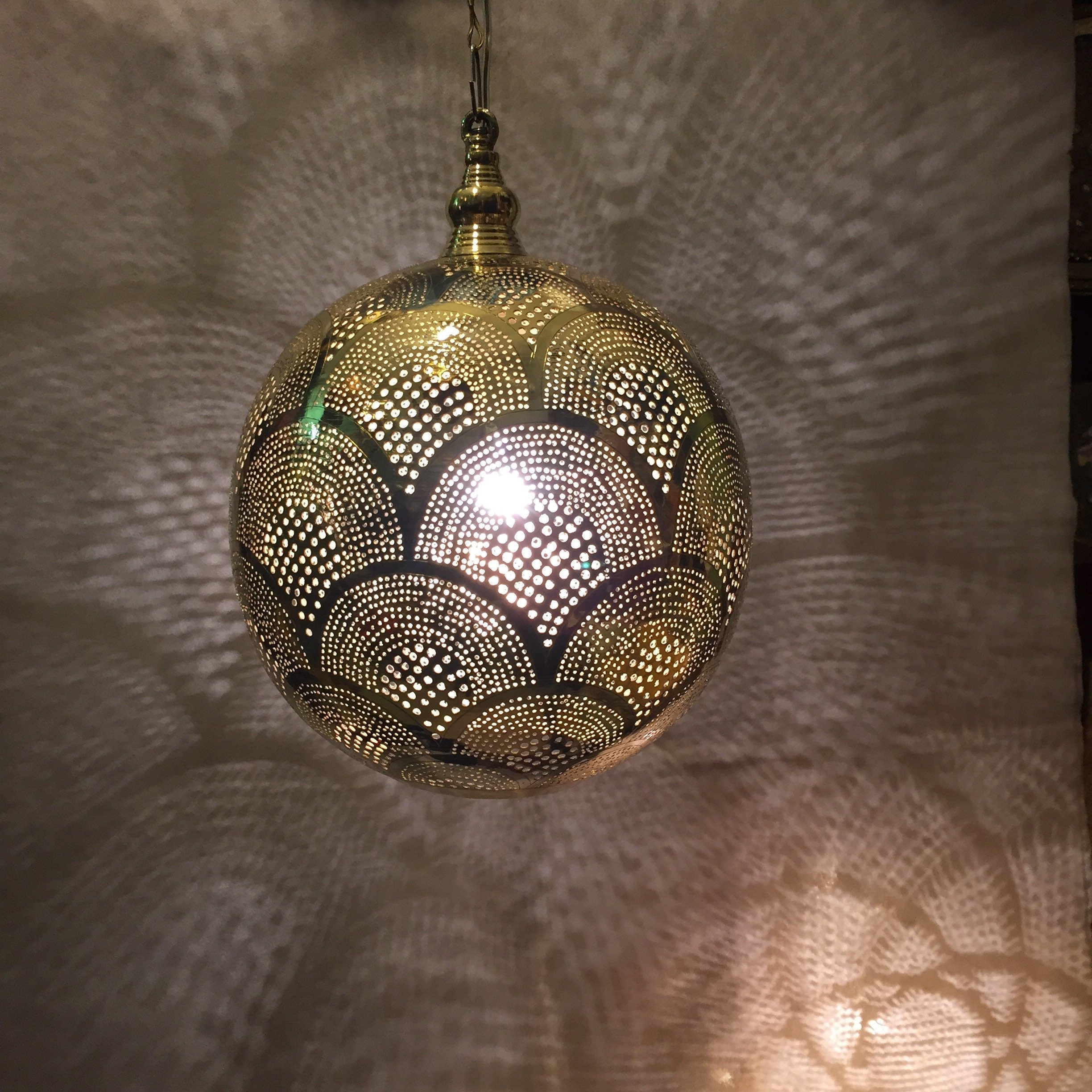 Moroccan Brass Lamp Pendant Lamp Hanging Lamp . Ceiling Brass Lights , Available Colors,Antique Brass , Matt Gold, Silver