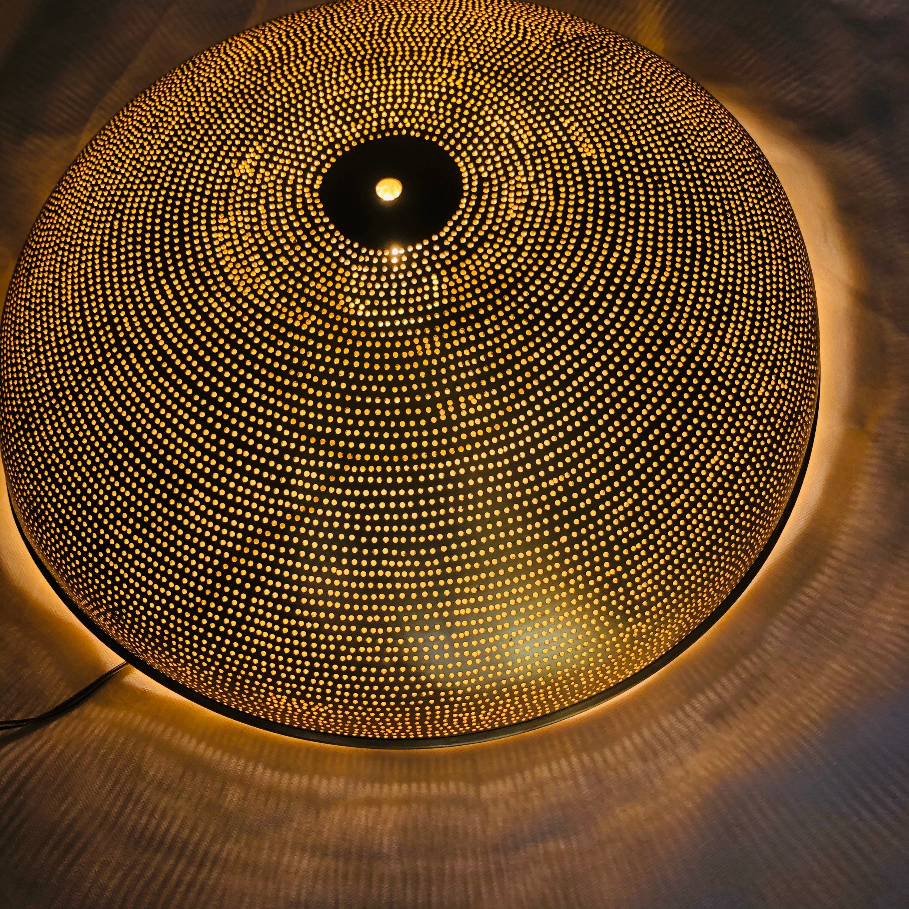 Handcrafted Moroccan Ceiling Lights, Flush Mount Gold Color Semi Flush Mount, Copper Light Sun Rise