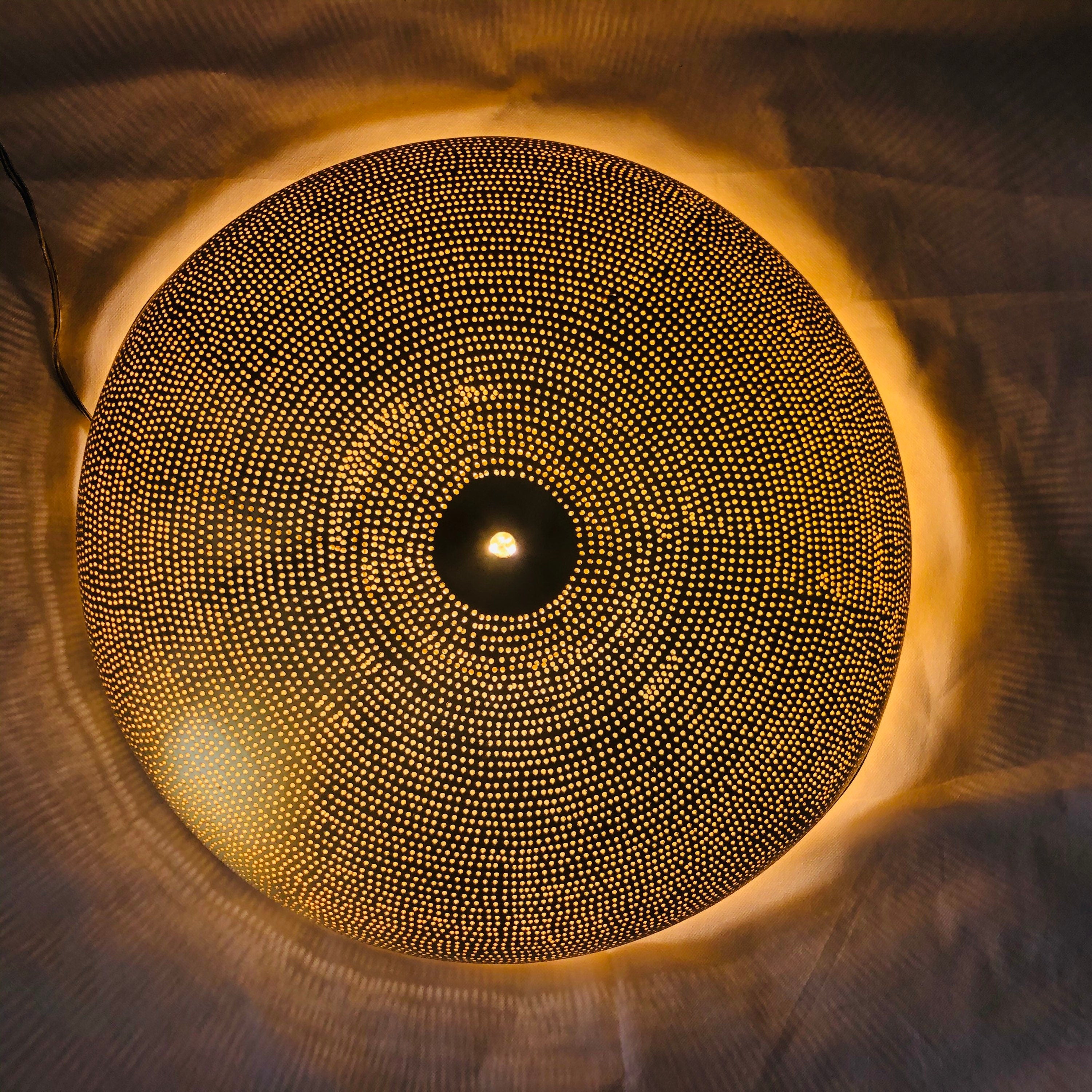 Handcrafted Moroccan Ceiling Lights, Flush Mount Gold Color Semi Flush Mount, Copper Light Sun Rise