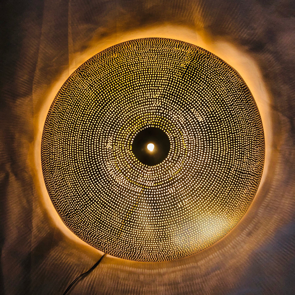 Handcrafted Moroccan Ceiling Lights, Flush Mount Gold Color Semi Flush Mount, Copper Light Sun Rise