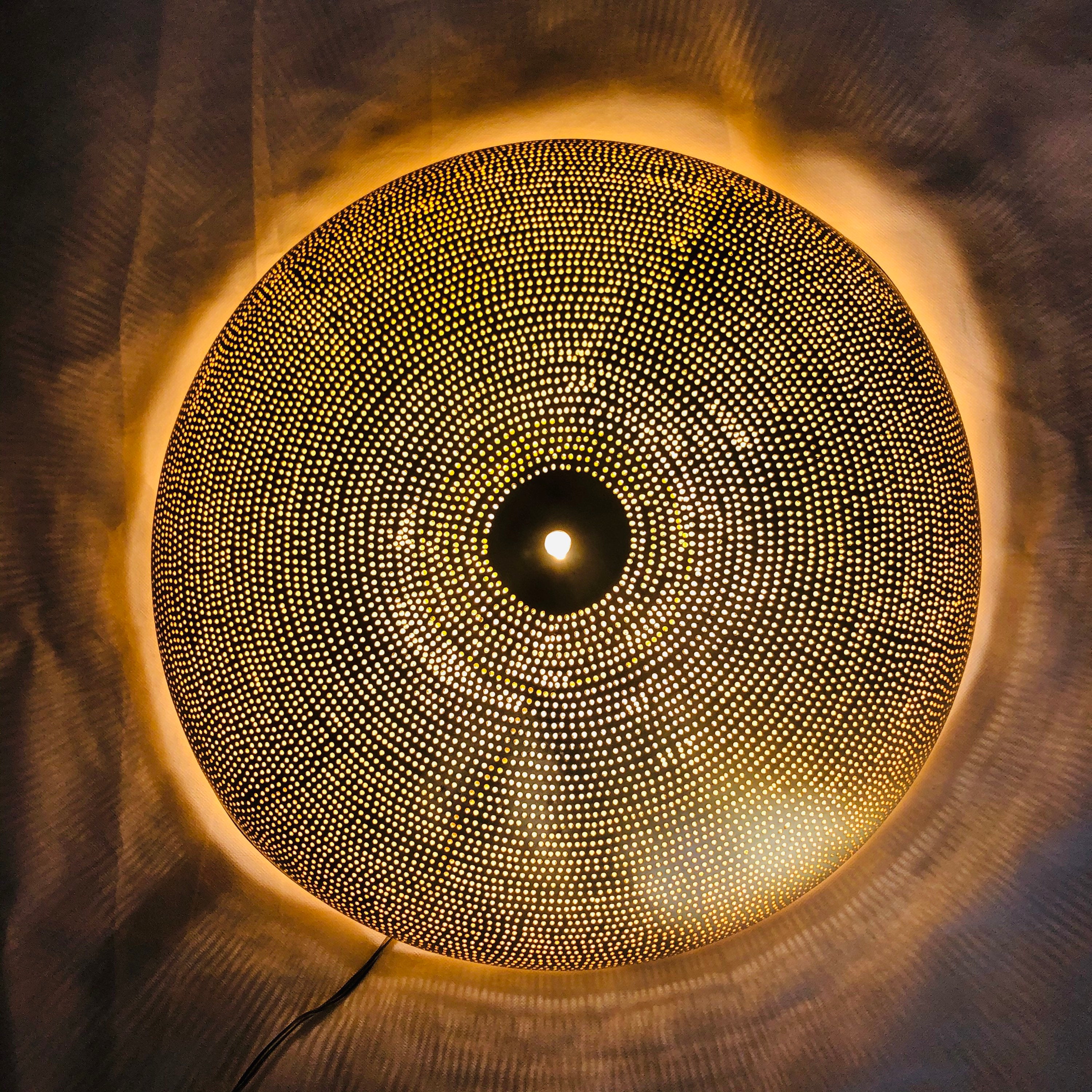 Handcrafted Moroccan Ceiling Lights, Flush Mount Gold Color Semi Flush Mount, Copper Light Sun Rise