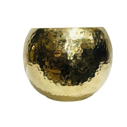 Handmade Brass Hammered Gold Plant Pots