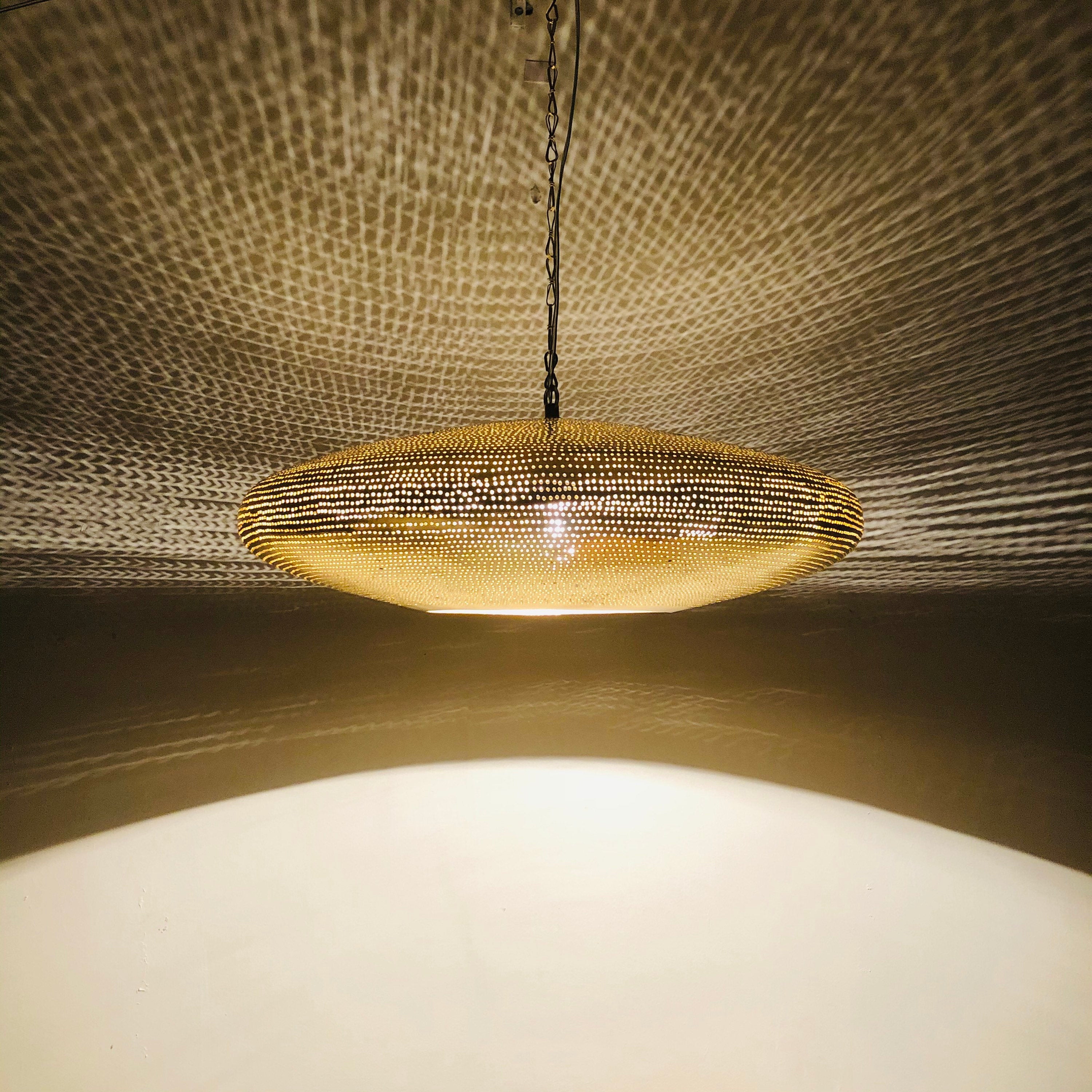 Brass ceiling lamp, 40cm or 50cm moroccan ceiling lamp, moroccan lamp, pendant brass lamp Oval Shape. UFO shape