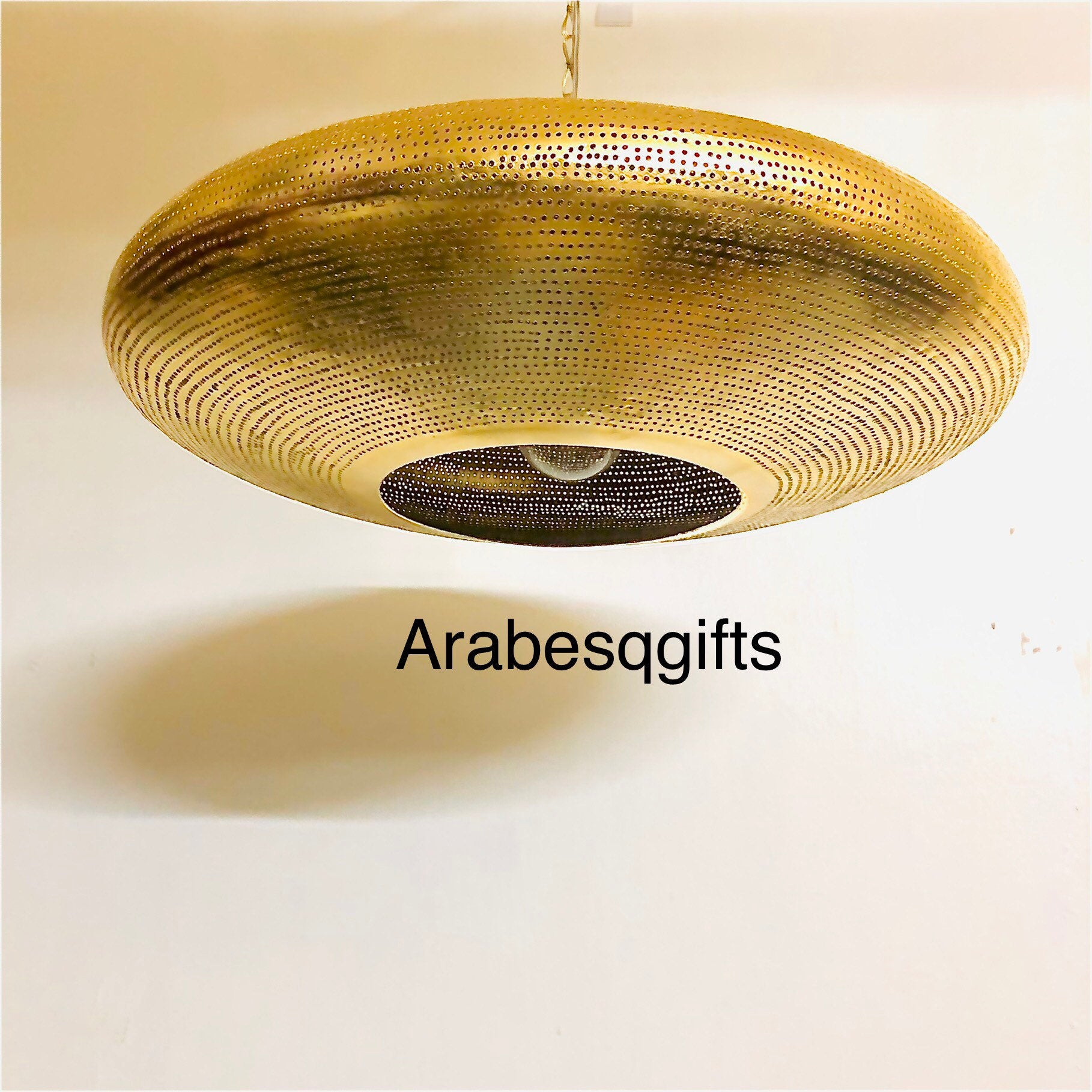 Brass ceiling lamp, 40cm or 50cm moroccan ceiling lamp, moroccan lamp, pendant brass lamp Oval Shape. UFO shape