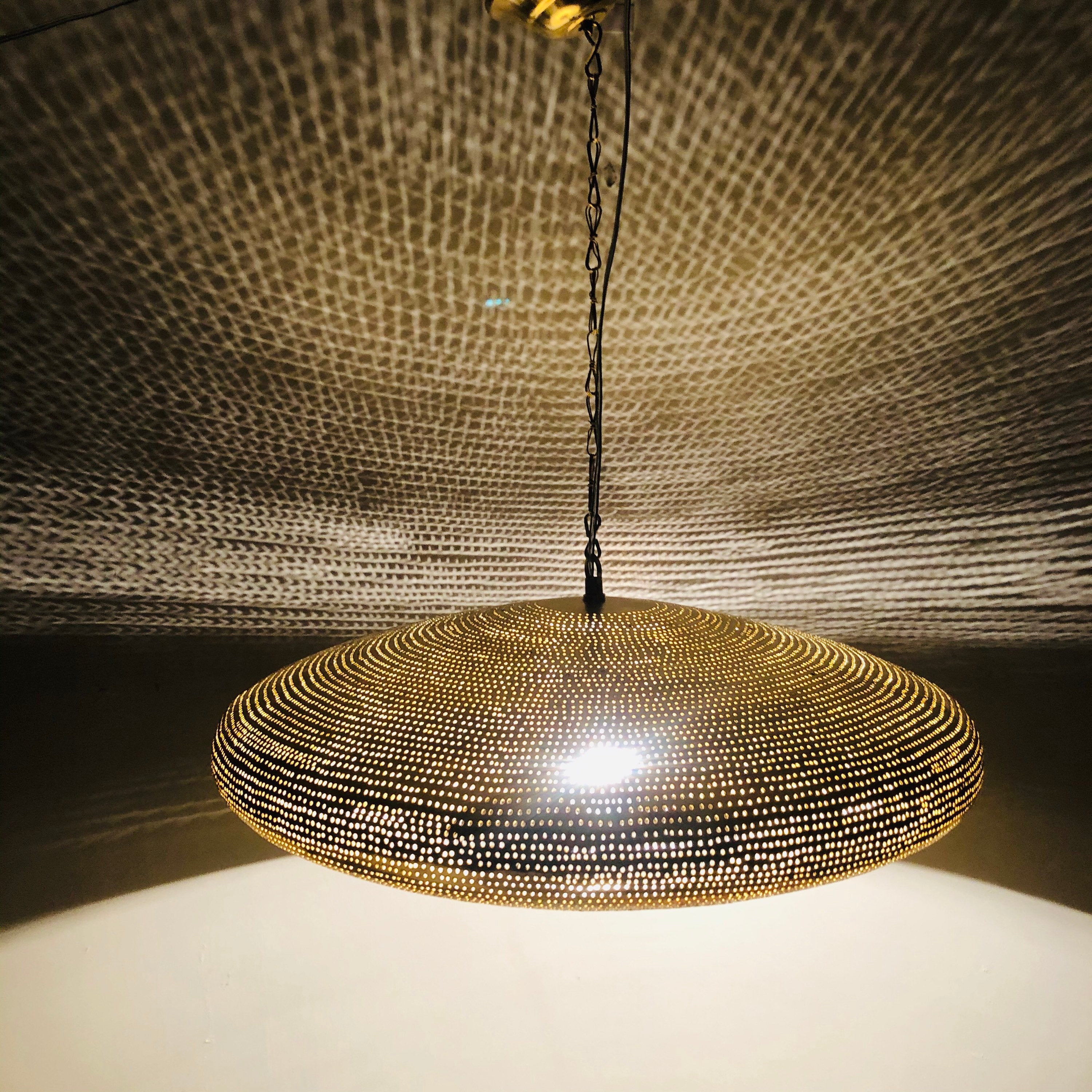 Brass ceiling lamp, 40cm or 50cm moroccan ceiling lamp, moroccan lamp, pendant brass lamp Oval Shape. UFO shape