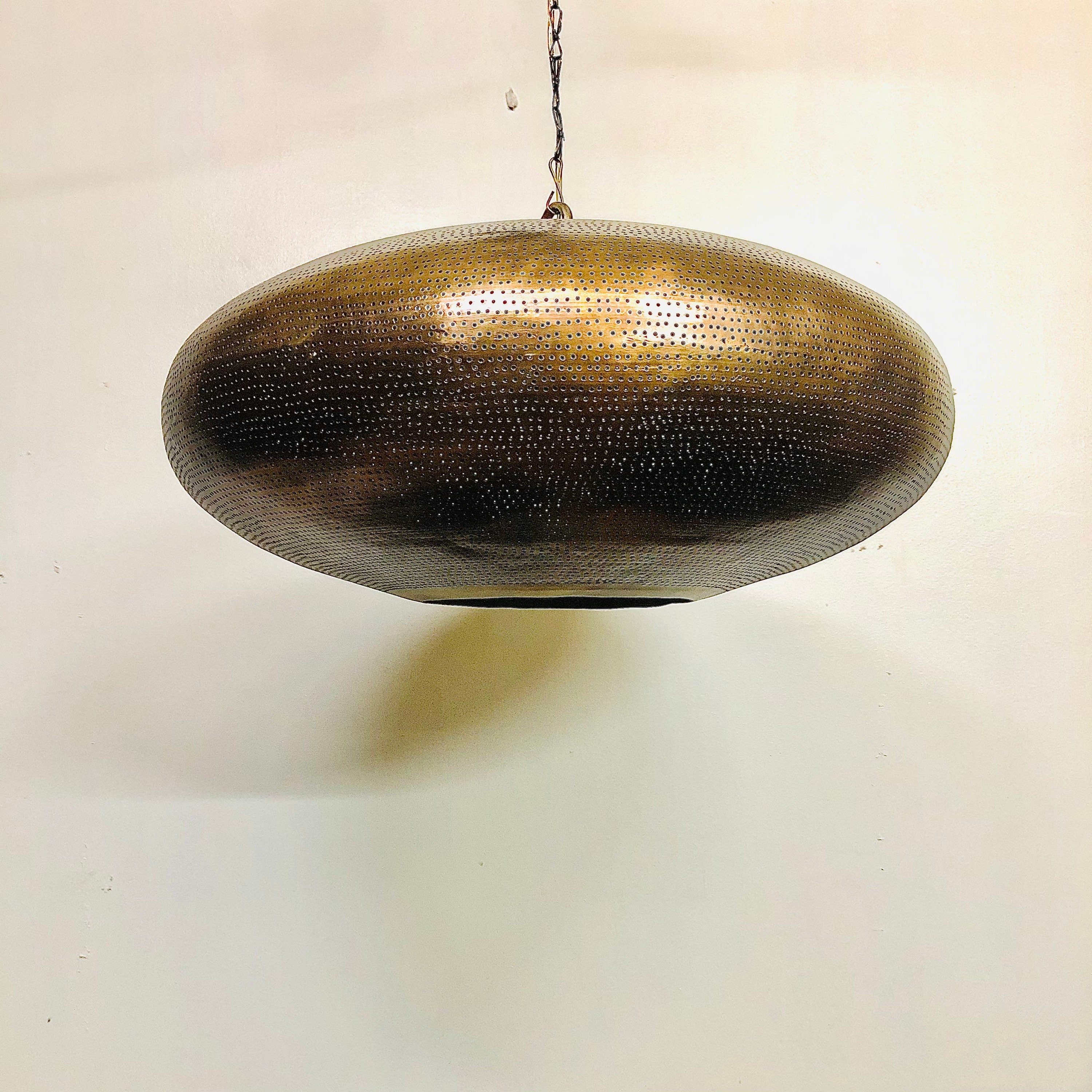 Handcrafted Moroccan Ceiling Lights Pendant Lamp Fixture Hanging lamp Aged Bronze Color Plated Oval Shape 22 inches