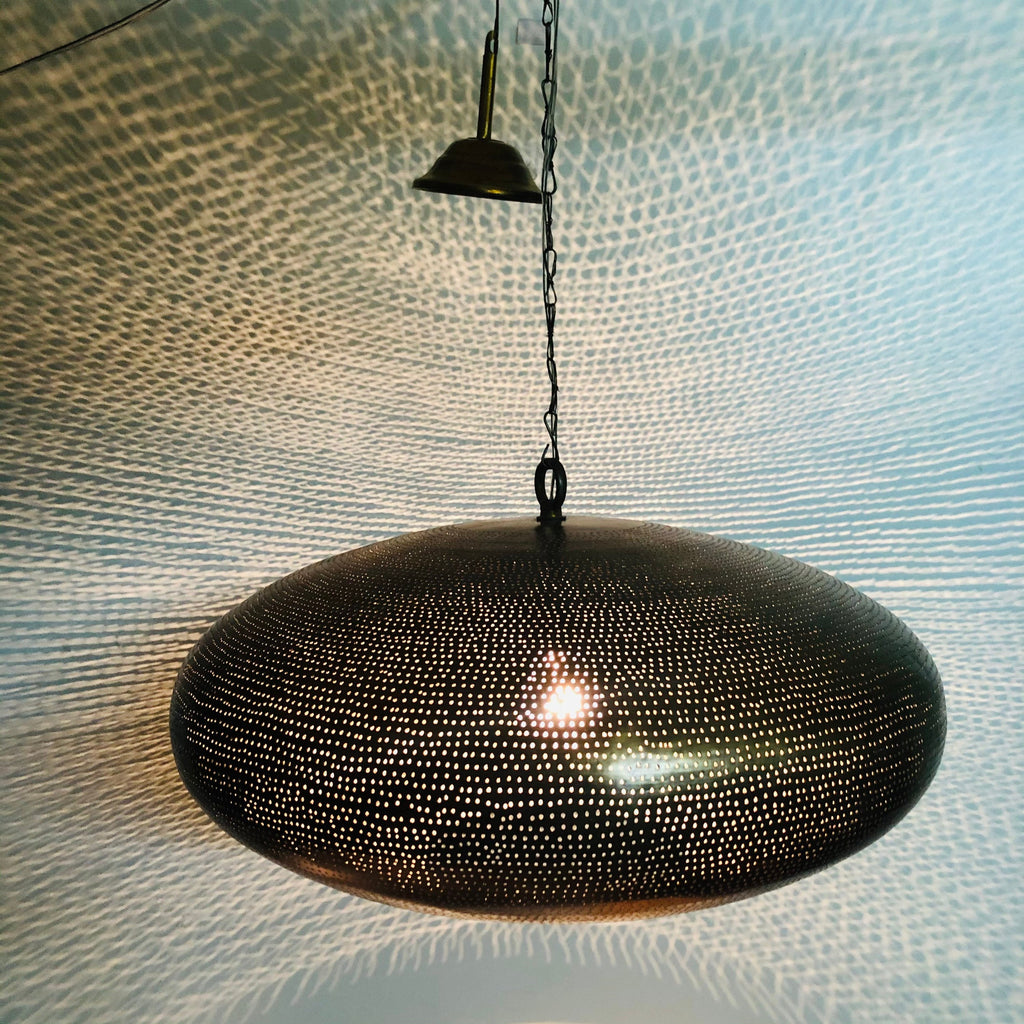 Handcrafted Moroccan Ceiling Lights Pendant Lamp Fixture Hanging lamp Aged Bronze Color Plated Oval Shape 22 inches