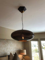 Handcrafted Moroccan Ceiling Lights Pendant Lamp Fixture Hanging lamp Aged Bronze Color Plated Oval Shape 22 inches