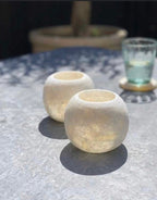 ALABASTER Handcrafted CANDLE HOLDER White Alabaster Candle Holder. Tea Light Candle Holder. Egyptian Alabaster Natural Stone