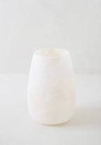 Alabaster Candleholders - Oval. White Alabaster Stone Candle Holder. Egyptian White Alabaster Candle Holder. Tea Light Candle