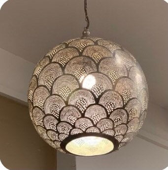 Moroccan Brass Lamp Pendant Lamp Hanging Lamp . Ceiling Brass Lights , Available Colors,Antique Brass , Matt Gold, Silver