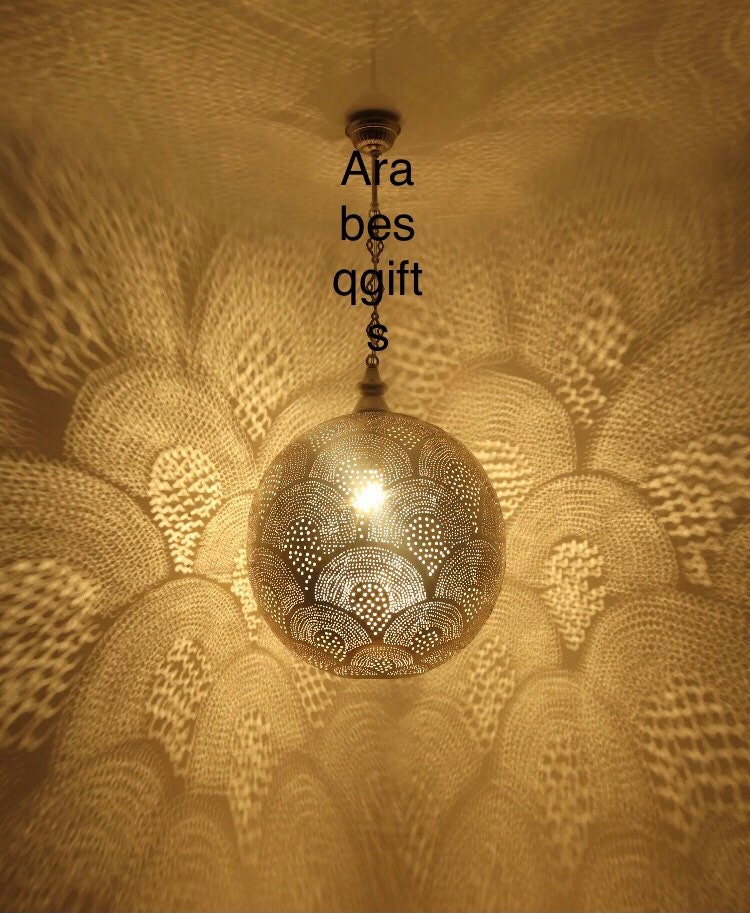 Moroccan Brass Lamp Pendant Lamp Hanging Lamp . Ceiling Brass Lights , Available Colors,Antique Brass , Matt Gold, Silver