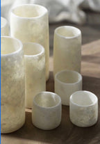 ALABASTER Handcrafted CANDLE HOLDER White Alabaster Candle Holder. Tea Light Candle Holder. Egyptian Arabic Alabaster