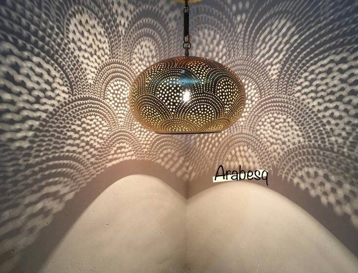 Modern Moroccan Chandelier Pendant Lamp. Brass Ceiling Lights. Ceiling Fixture. . Egyptian lamps . Fan Pattern. Brass pendant