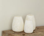 Alabaster Candleholders - Oval. White Alabaster Stone Candle Holder. Egyptian White Alabaster Candle Holder. Tea Light Candle