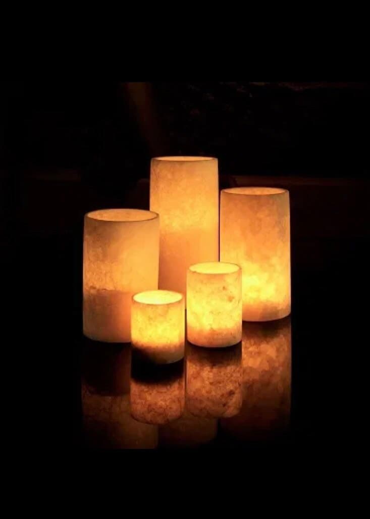 ALABASTER Handcrafted CANDLE HOLDER White Alabaster Candle Holder. Tea Light Candle Holder. Egyptian Arabic Alabaster