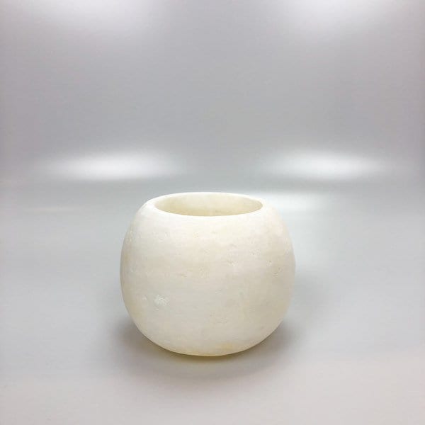 Egyptian White Alabaster, ALABASTER Handcrafted CANDLE HOLDER . Tea Light Candle Holder. Natural white stone. Ball shape