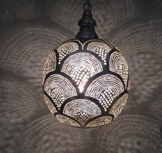 Moroccan Brass Lamp Pendant Lamp Hanging Lamp . Ceiling Brass Lights , Available Colors,Antique Brass , Matt Gold, Silver