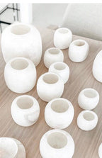 Egyptian White Alabaster, ALABASTER Handcrafted CANDLE HOLDER . Tea Light Candle Holder. Natural white stone. Ball shape