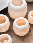 XLarge 20cm Egyptian White Alabaster, ALABASTER Handcrafted CANDLE HOLDER . Tea Light Candle Holder.Natural white stone.Ball