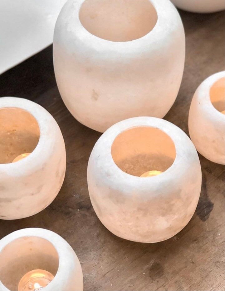 XLarge 20cm Egyptian White Alabaster, ALABASTER Handcrafted CANDLE HOLDER . Tea Light Candle Holder.Natural white stone.Ball
