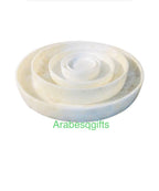 Egyptian White Alabaster Trays, ALABASTER ROUND TRAY, natural one piece of stone, Serving Trays