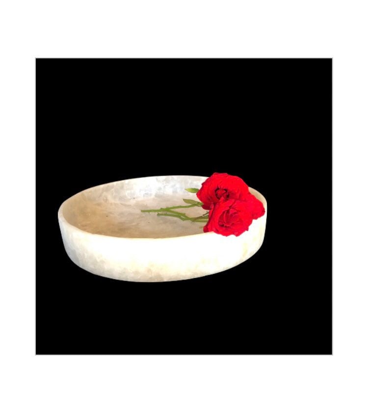 Egyptian White Alabaster Trays, ALABASTER ROUND TRAY, natural one piece of stone, Serving Trays