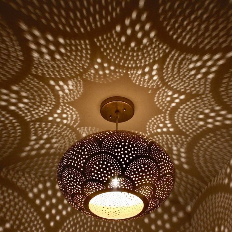 Modern Moroccan Chandelier Pendant Lamp. Brass Ceiling Lights. Ceiling Fixture. . Egyptian lamps . Fan Pattern. Brass pendant