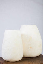 Alabaster Candleholders - Oval. White Alabaster Stone Candle Holder. Egyptian White Alabaster Candle Holder. Tea Light Candle