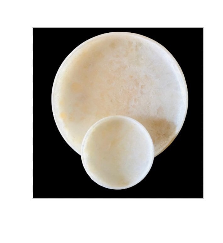 Egyptian White Alabaster Trays, ALABASTER ROUND TRAY, natural one piece of stone, Serving Trays