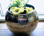 Handmade Brass Hammered Gold Plant Pots