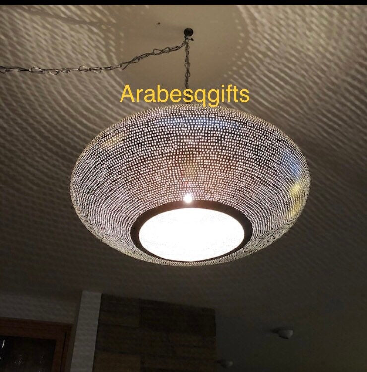Brass ceiling lamp, 40cm or 50cm moroccan ceiling lamp, moroccan lamp, pendant brass lamp Oval Shape. UFO shape