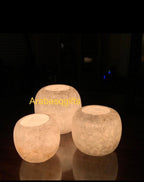 ALABASTER Handcrafted CANDLE HOLDER White Alabaster Candle Holder. Tea Light Candle Holder. Egyptian Alabaster Natural Stone