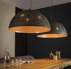 Set Of 2 Handmade Pendant Lamps. Ceiling lamp. Moroccan Chandelier.Kitchen Island Lighting. Black outs & Gold Color Inside