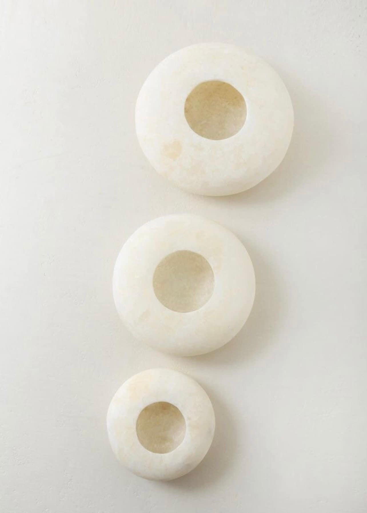 Egyptian White Alabaster, ALABASTER Handcrafted CANDLE HOLDER . Tea Light Candle Holder. Natural white stone. Ball shape