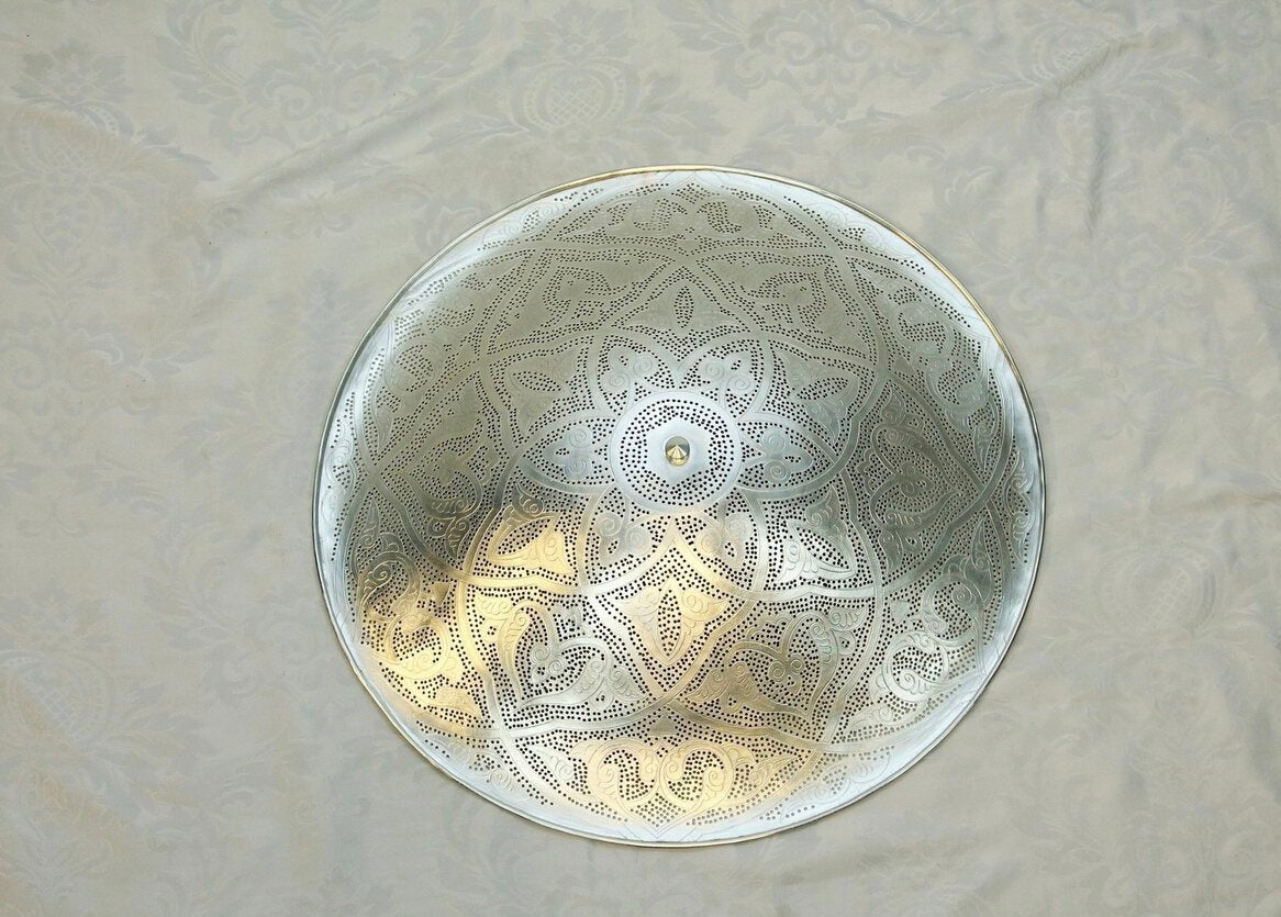 Handcrafted Moroccan Ceiling Lights, Flush Mount Gold Color Sun Rise 24” diameter