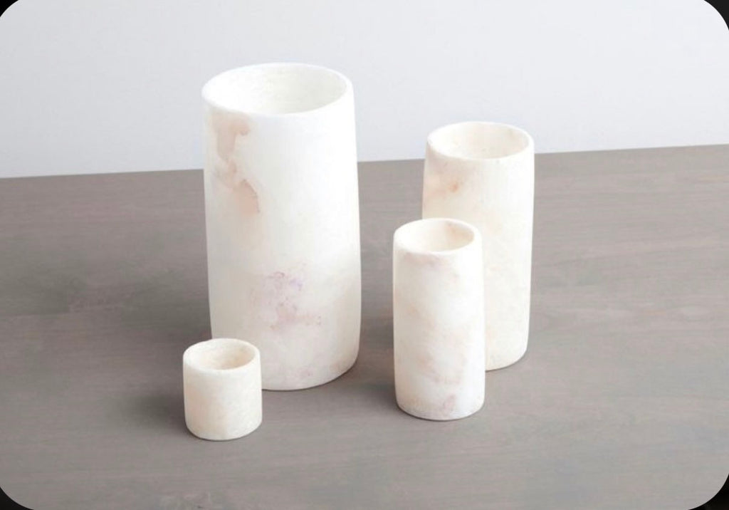 ALABASTER Handcrafted CANDLE HOLDER White Alabaster Candle Holder. Tea Light Candle Holder. Egyptian Arabic Alabaster
